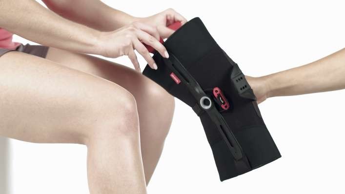 Individual adjustment of the Patella Pro knee brace is demonstrated