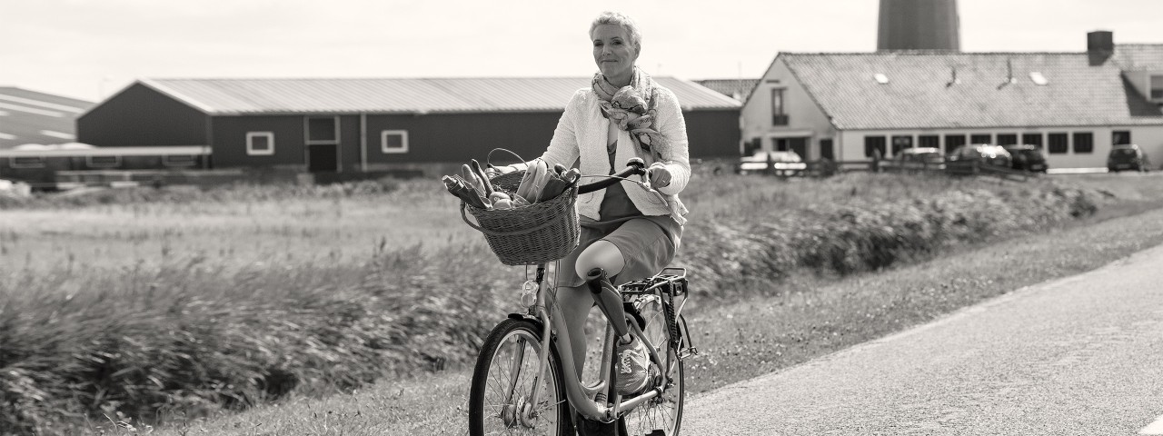 Jenny riding a bike.
